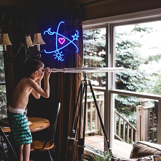 Atomic Neon Sign for Wall Decor Dimmable Atom Heart Led Sign for Bedroom Molecule Love Neon Light for Game Room Bar Laboratories Science Club Party Electrons Orbits Decoration