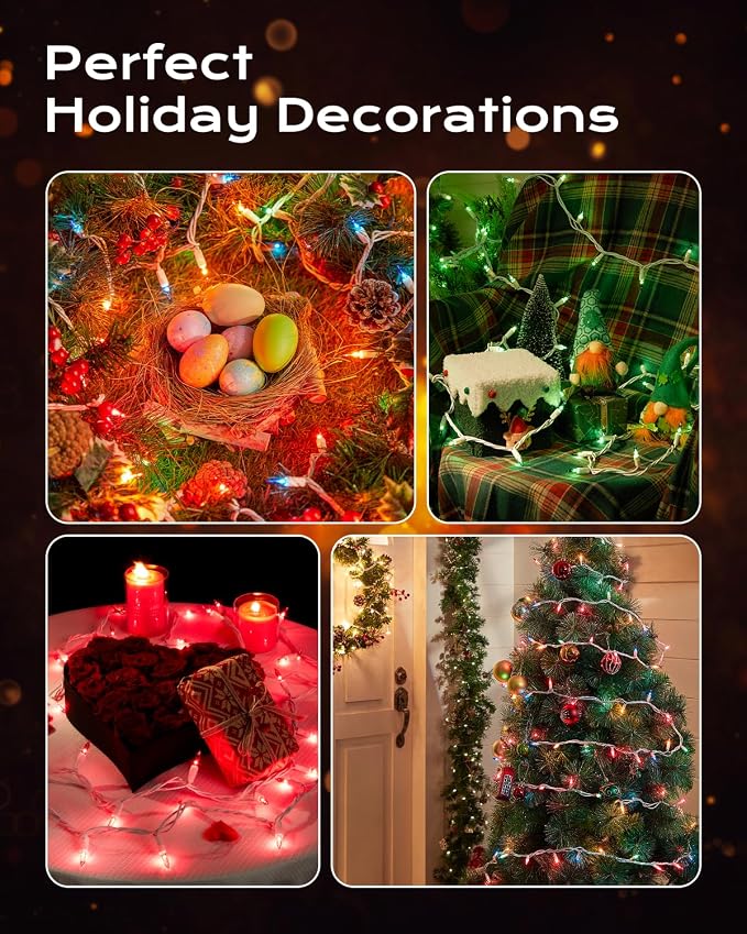 Brightown Clear Christmas String Lights, 3 Pack Each 100-Count 20ft Incandescent Bulb Mini Lights for Indoor Holiday Decor, Christmas Tree Garland Wedding Party Festival Decoration, White Wire