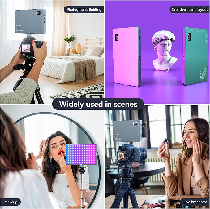 ENEGON 10000mAh RGB LED Video Light - 276 LED Beads with OLED Display, 18.5W Max, 2500–9900K CCT, CRI 96+, 21 Scene Modes - for Photography, YouTube, TikTok & Video Conferences