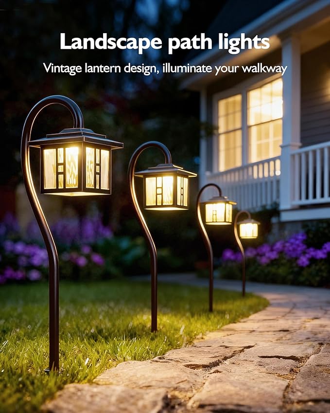 LITFIT Low Voltage Landscape Lighting Lanterns, 3W 185lm Oil-Rubbed Bronze Outdoor Pathway Lights for Garden, Die-Cast Aluminum, Waterproof, Outside Lights for House, 50,000H Integrated LED, 4Pack