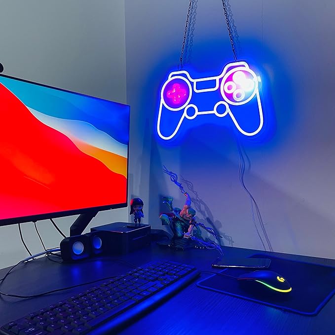Game Controller Neon Sign Gamer Gifts for Teen Boys Room Decor Upgraded Gaming Lights Game Console Neon Light Sign for Bedroom Wall Decor (Gamepad)