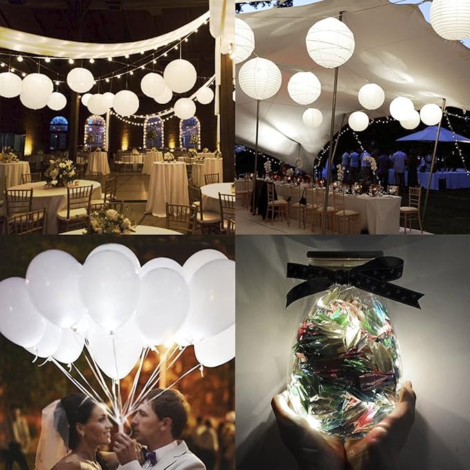 Paper Lantern Lights Battery Operated Hanging LED Lights Super Bright Easy Use Decorative Lighting for Outdoor/Indoor Wedding Camping Party Events Balloon Lanterns,Last 36 Hours(Pack of 12,Warm White)