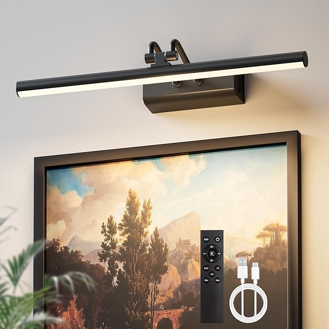 Battery Operated Wall Light, 13.8'', Set of 2, Black, Remote Control | 4000mAh Cordless, Wall Light, Magnetic for Easy to Charge,Timers, Display for Gallery Living Room Bedroom