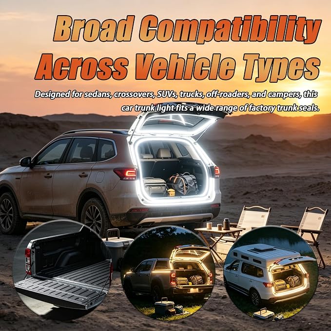 157.48 Inch Flexible Trunk Light Strip,Water-Resistant LED Light Strip for Car with Soft White Glow,Universal Concealed Ambient Lighting Car Strips Cars Accessories with Tools