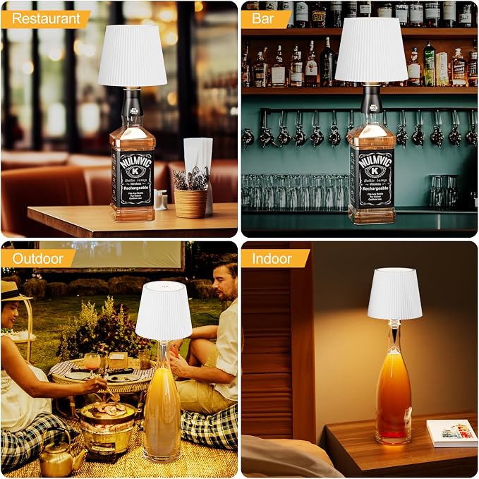 2 Pack Wine Bottle Lamps, 2026 New 3 Color Rechargeable Wireless Bottle Lamps, Bottle Light for Liquor Bottles with Touch Dimming for Parties, Restaurants & Home Decor(White)