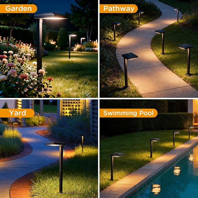 LUTEC 6 Pack Low Voltage Pathway Lights, Aluminum 12V Landscape Lighting with Connectors,IP65 Waterproof Anti-Glare Wired LED Pathway Lights, 5W 500LM Warm White 3000K for Pathway, Yard, Garden