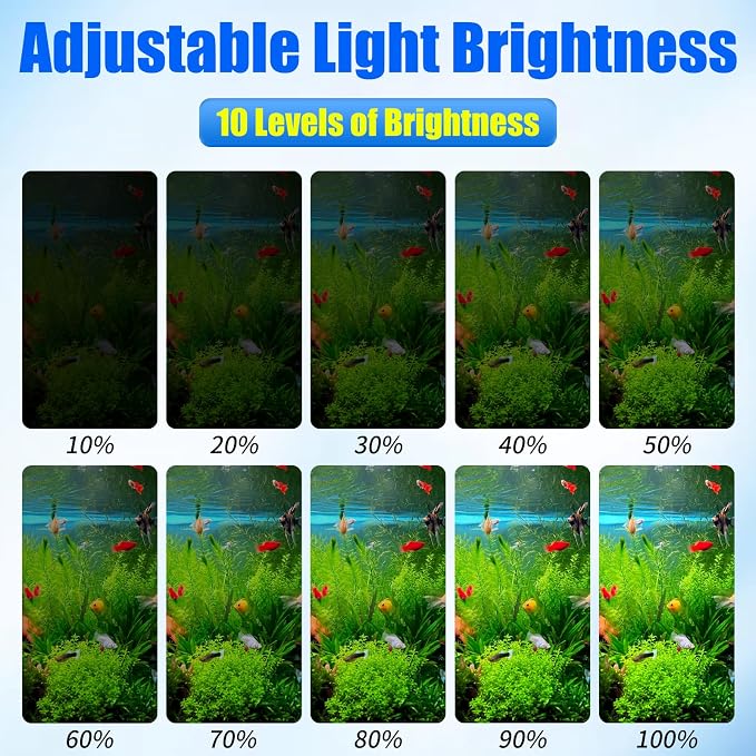 AQUANEAT LED Aquarium Light with Timer for 12-16 Inch Fish Tank, Brightness Adjustable, Full Spectrum, Low Medium Light Plant Lamp