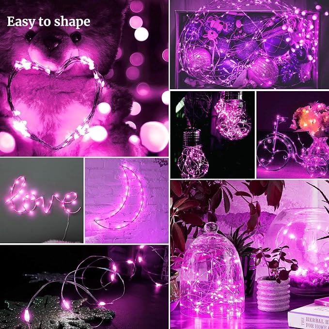 ZGWJ 12 Pack Fairy Lights, Mini String Lights, Purple and Pink | Battery Operated 7 FT 20 LED Waterproof 3 Modes for DIY, Parties, Wedding, Halloween, Christmas Decoration
