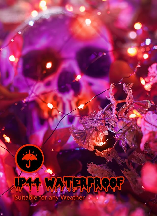 Minetom 5 Pack Battery Operated Fairy Lights, 7Ft 20 LED String Lights | Waterproof Firefly Lights with Timer 6 Hours On 18 Hours Off, Ideal for Indoor Outdoor Halloween Haunted Decor,Orange