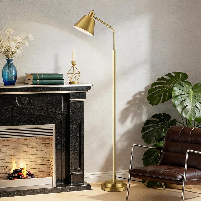 65.3" Floor Lamps for Living Room, Floor Lamp for Bedroom, Dual-Base Industrial Standing Lamp, Adjustable-Head Corner Lamp, Modern Tall Lamp, Living Room Light, Bulb Included, Glod