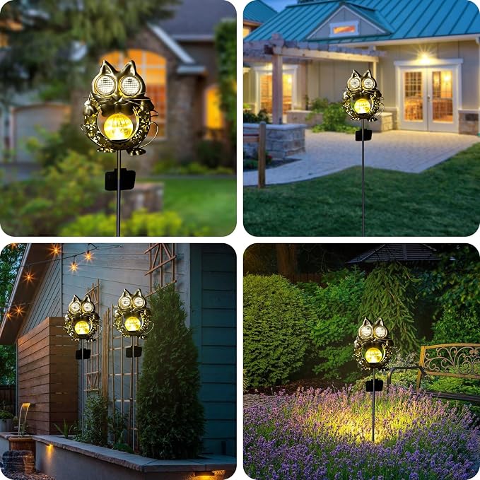 SRNPMIU Solar Lights Outdoor Decor, Solar Cat Yard Decorations Outdoor | Garden Decorative, IP65 Waterproof, Gifts for Women Mom, for Yard Patio Lawn Pathway Landscape