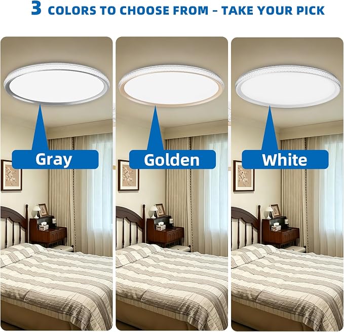 15 Inch LED Flush Mount Ceiling Light,Modern Ceiling Light | 35W 4000LM 5CCT 2700-5000K Selectable, Dimmable Ceiling Lights for Kitchen,Bedroom, Living Room,Office