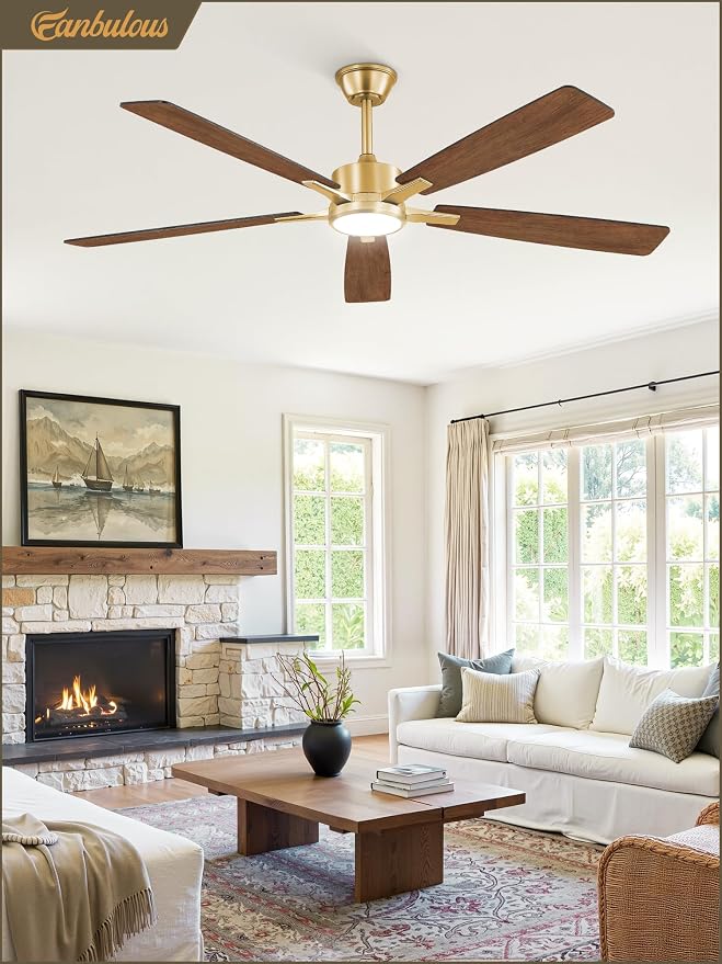 Fanbulous 60 Inch Black and Gold Ceiling Fan with Light Remote & APP | Stepless CCT & Dimmable Light, 20W LED Ceiling Fans, 6 Speeds, Reversible Quiet DC Motor, for Bedroom Living Room Apartment