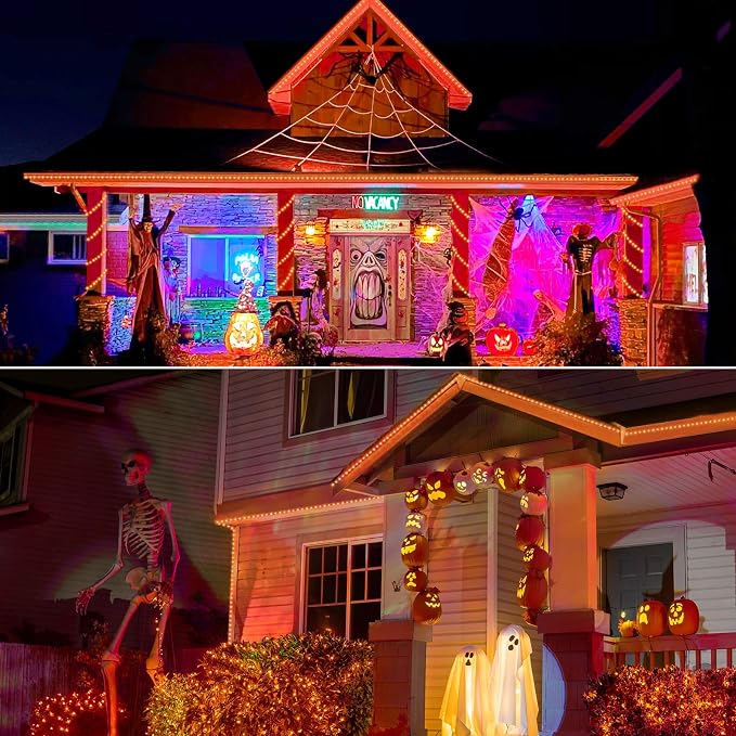 150ft LED Rope Lights Outdoor, 1080 LED Connectable and Flexible Tube Lights with 8 Modes, Waterproof Indoor Outdoor LED Rope Lighting for Deck, Garden, Pool, Patio, Party, Holloween Decor (Orange)