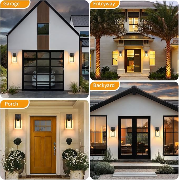 2 Pack Motion Sensor Outdoor Light Fixtures Wall Mount, H 10.24'' Small Front Porch Lights for House, Exterior Wall Sconce, Black Waterproof Lantern Lamp,Outside Coach Light for Garage Entryway Yard