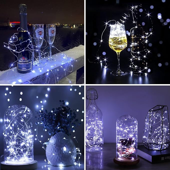 ZGWJ 12 Pack White Fairy Lights, Mini String Lights with Remote and Timer | 8 Lighting Modes Timing Function Battery Operated 7 FT 20 LED Waterproof,Halloween Christmas Tree Parties Decor