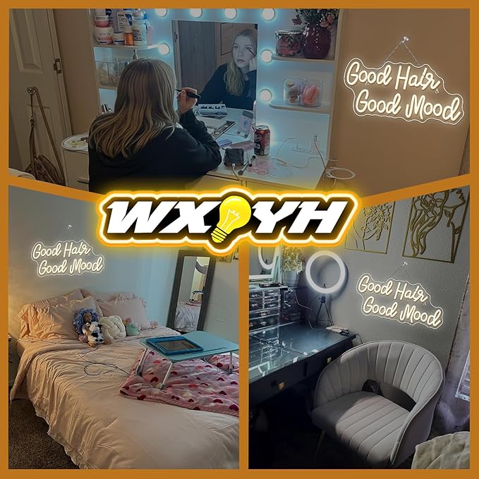WX&YH Good Hair Good Mood Neon Sign Hair Salon Led Sign for Wall Decor Haircut Neon Lights for Business Barber Shop Store Hair Salon Neon Sign Lights Decor Gifts for Women