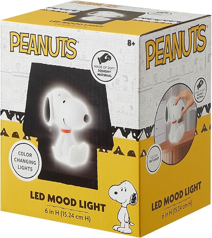 Peanuts Snoopy Squishy Light Light 6" Soft LED Mood Lamp for Decor, Kids Bedrooms, Collectors & Gift Giving