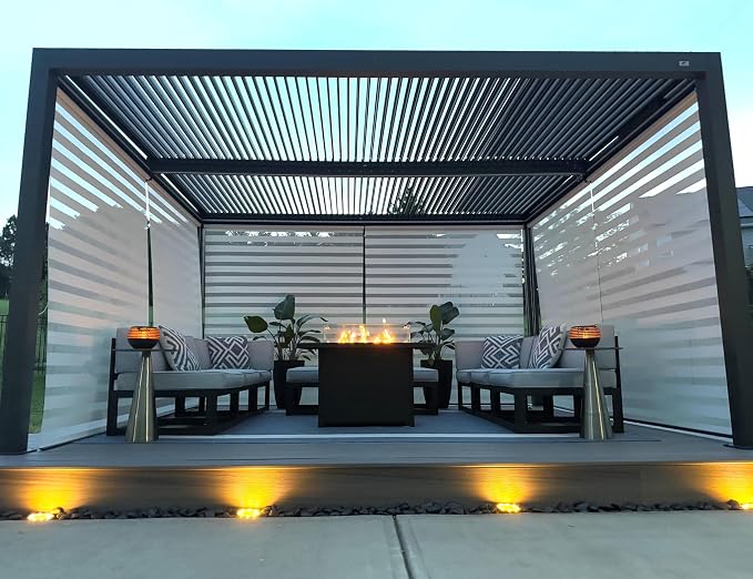 PURPLE LEAF Outdoor Pergola 94AS 12' x 16' Aluminum 53mph Wind Resist Gray | Integrated Rainproof Design, Two Adjustable Louvered Roofs, 53Mph Wind Resistant, All-Aluminum Rustproof Frame.