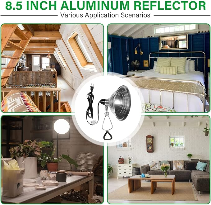 Simple Deluxe Clamp Lamp Light Socket with 8.5 Inch Aluminum Reflector, Suit for Max 150 Watt Lamp (No Bulb Included) with 18/2-Gauge 6 Feet Cord, 1-Pack