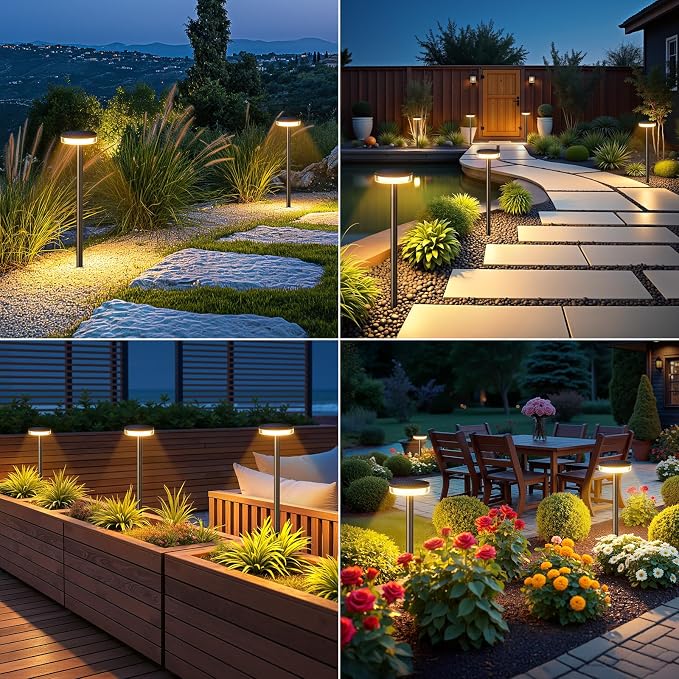 LETMY Solar Pathway Lights Outdoor, 2 Pack 2X Brighter Solar Lights Outdoor Waterproof, Taller Pathway Light with Larger Panel, Auto On/Off Up to 12Hrs Driveway Light for Yard Outside Patio Path Lawn