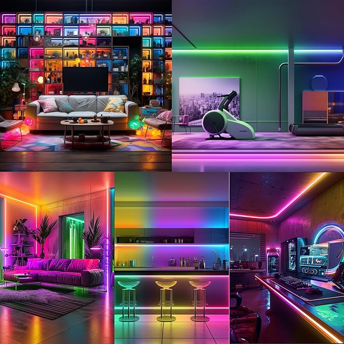 40ft COB RGB+IC LED Strip Lights, Bright Dream Color(2 Rolls) | COB LED Light Strip with RF Remote App Control Music Sync Color Changing for Game Room Bedroom Kitchen Lighting Home Decor