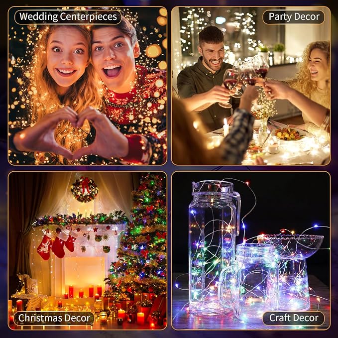 20 Pack Multi-Color LED Fairy Lights Battery Operated,7FT 20 LED Waterproof Mini Twinkle String Lights Battery Powered for Christmas Mason Jars Party,Multicolor