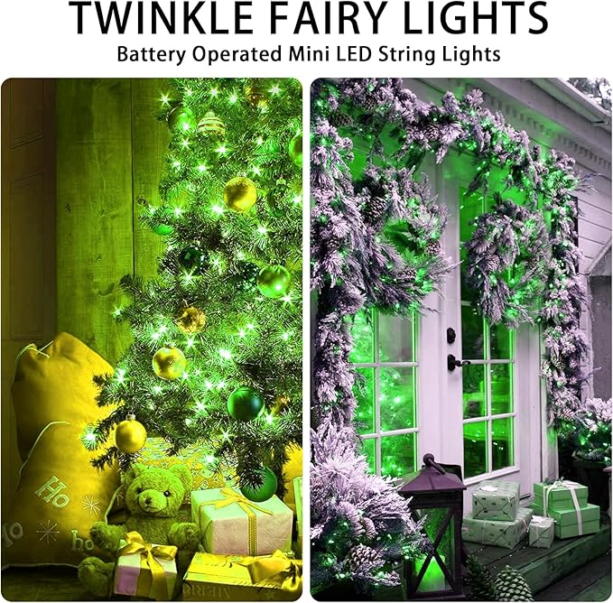 12 Pack Green Fairy Lights Battery Operated, 7ft 20 LED Mini String Twinkle Lights for St. Patrick's Day Christmas Halloween Mason Jars Centerpiece Table Decorations (12, Green)