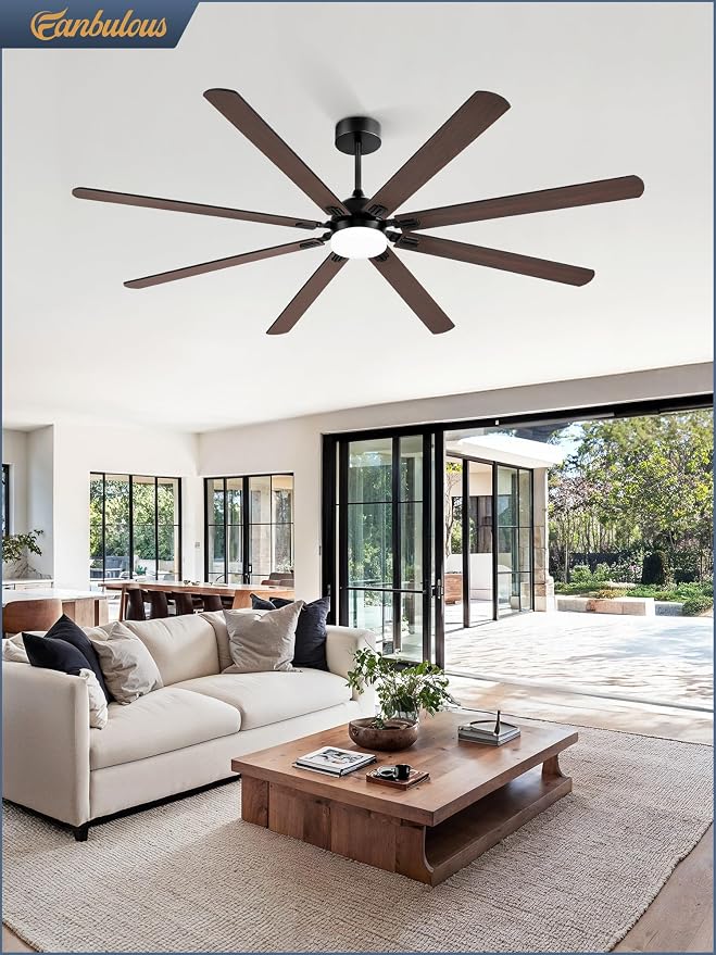 Fanbulous 84 Inch Outdoor Ceiling Fans with Lights,Black | Modern,6 Speeds,3CCT,Timer,Remote Control,Quiet Reversible DC motor,Large,8 Double-sided Blades,Easy Installation