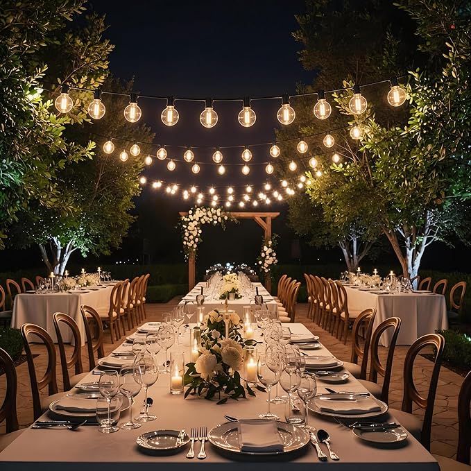 RTTY Outdoor String Lights 100ft, G40 Led Patio Globe Lights with 52pcs Plastic Bulbs, Shatterproof Waterproof Connectable Hanging for Porch Cafe Bistro Backyard Gazebo Balcony Deck Party