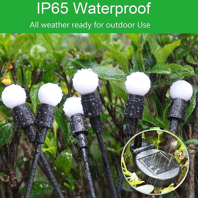 8 Pack Solar Firefly Lights Outdoor Swaying Garden Decor 64 LED Warm White | 2 Lighting Mode, Auto On/Off, Sway with Wind, Waterproof Solar lights Outdoor for Walkway Yard Terrace Holiday Decorations