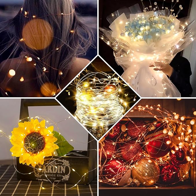 12 Pack Fairy Lights 7Ft 20 LED Twinkle String Lights 3 Modes Battery Operated Waterproof Firefly Starry for Mason Jar Wedding Birthday Party Table Centerpieces Bedroom Christmas,Warm White