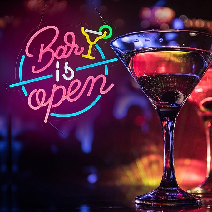 Bar Open Neon Sign for Wall Decor Open Beer Home Bar LED Light up Signs with Dimmer for Pub Party Man Cave Room Art Decor Gift