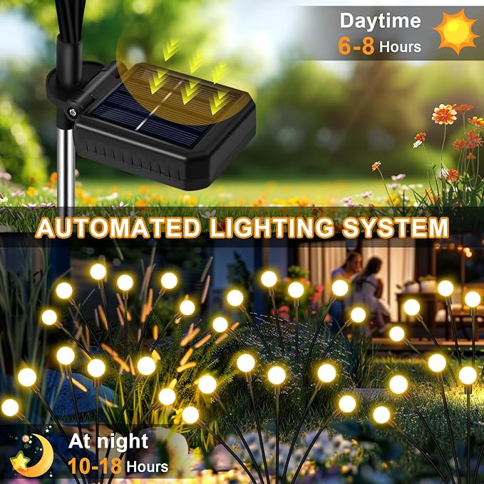 NBQQ Solar Garden Lights Outdoor, 2 Pack Swaying Light Waterproof | Solar Lights Outdoor for Yard Pathway Patio, Swaying Lawn Decor as Gardening Gifts for Women Holiday