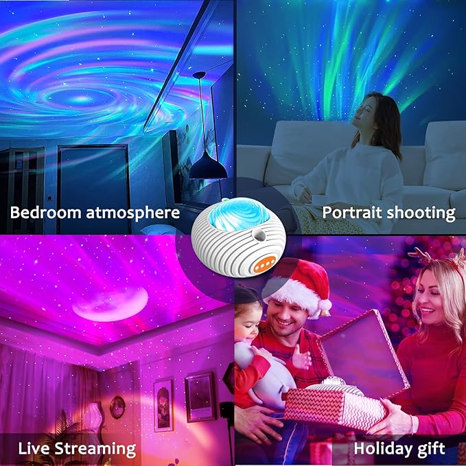 ELITUN Star and Aurora Night Light, Dual Effect Moon Galaxy Projector | Ambient Lighting for Bedroom, 14 Colors with White Noise, Timer Control, Birthday Gifts for Girls, Boys, Adults