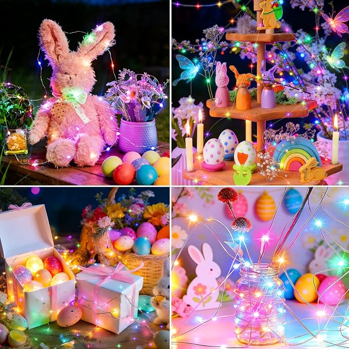 8 Pack Fairy Lights Battery Operated, 7ft 20 LED 3 Modes Speed Twinkle Mini String Lights Waterproof Silver Wire Firefly Starry Lights for Mason Jars Wedding Party Christmas Easter Decorations