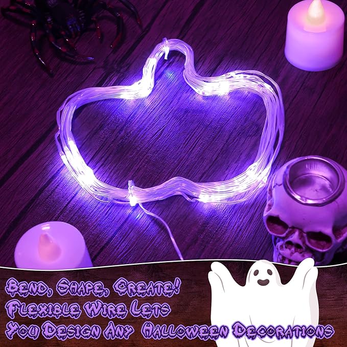 Purple Fairy Lights Outdoor Waterproof 9.8ft 30 LED, Purple Halloween Lights Battery Operated with Timer for Indoor & Outdoor Christmas Halloween Decorations Garland Party Garden