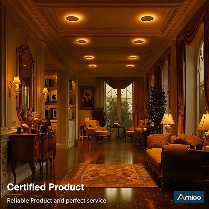Amico 2 Pack 6 Inch LED Recessed Light with Night Light, 5CCT, Black | Ultra-Thin Ceiling Light, Dimmable, 1100LM, No Flicker, 2700K-5000K, Canless Wafer Downlight with J-Box, 12W=110W,IC/ETL/FCC