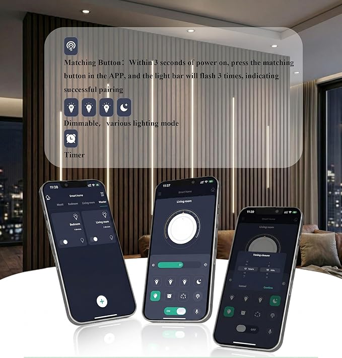 CCT COB Recessed LED Light Bar Kit,2700K~6500K,CR90+,Support Remote,APP & Alexa Voice Control,for Wood Slat Wall Panel,Home Decor,Cabinet DIY Lighting,Black Channel,2Pcs*(16In+24In+40In)