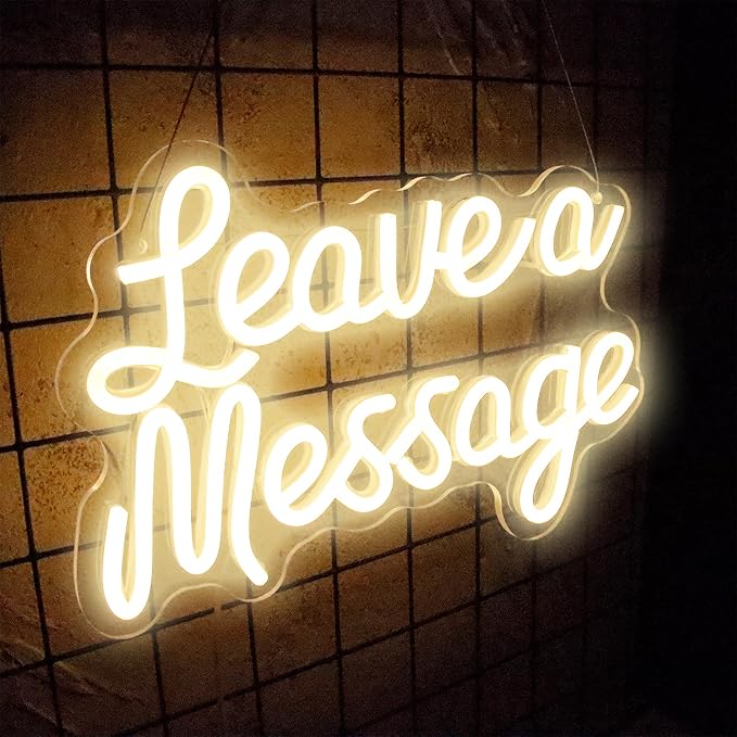 Leave A Message Neon Sign, Guestbook Neon Light LED Reception Desk Welcome Sign USB Powered Dimmable, for Wedding Hotel Spa Salon Storefront Business Wedding Backdrop Decor(12.5 * 8.4 In)