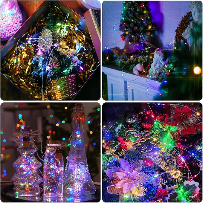 JMEXSUSS 66 ft 200 LED Multicolor Fairy Lights Plug in | Outdoor Waterproof Christmas Tree Lights 8 Modes Twinkle Lights for Bedroom Christmas Tree Decor