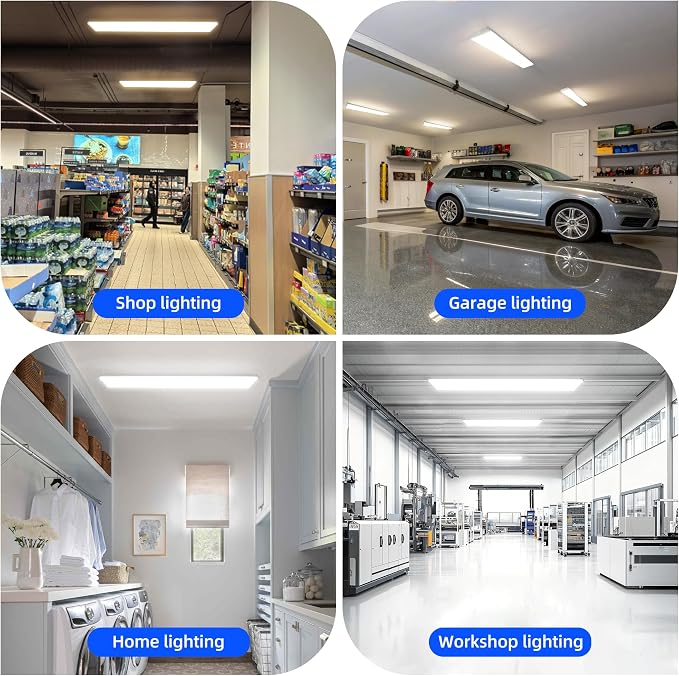 hykolity 4FT 7" Width LED Wraparound Light with 3 Wattages/3 CCT Selectable | 4 Foot LED Wrap Light Fixture Flush Mount, Hardwired, Replaces 2 Lamp 32W Fluorescent, for Office Ceiling Light, ETL,1 Pack