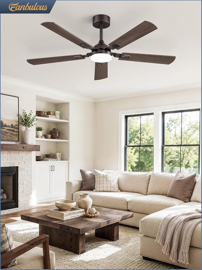 Fanbulous 52 Inch Modern Ceiling Fans with Lights | 6 Speeds,3CCT,Timer,Remote Control,Quiet Reversible DC motor,5 Double-sided Blades,Outdoor,Easy Installation,Oil Bronze
