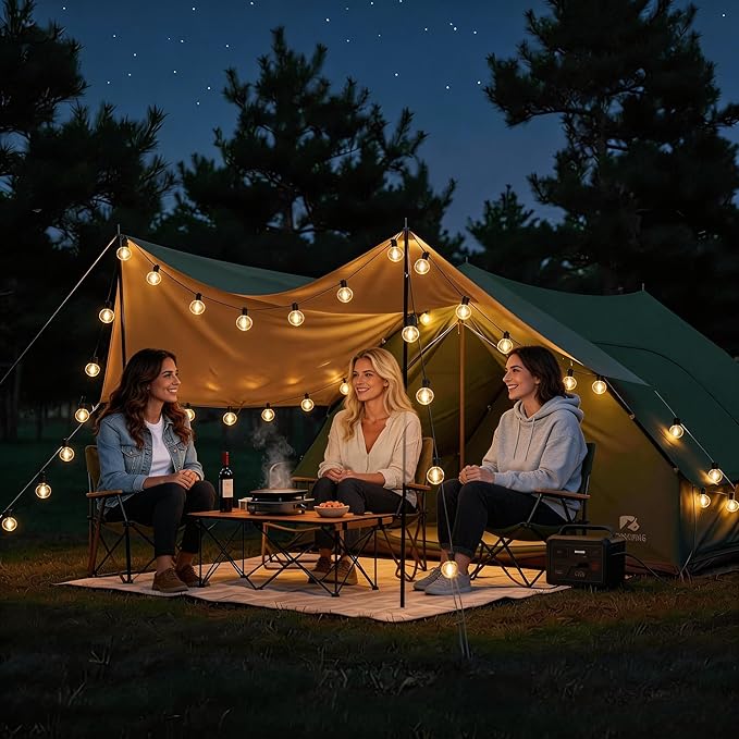 RTTY Outdoor String Lights 60 ft, G40 Led Patio Globe Lights with 32pcs Plastic Bulbs,Shatterproof Waterproof Connectable Hanging for Porch Cafe Bistro Backyard Gazebo Balcony Deck Party