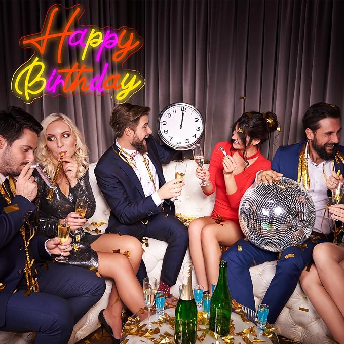 Happy Birthday Neon Signs for Wall Decor,Led Neon Light for Bedroom,Christmas Birthday Party decorations Gifts