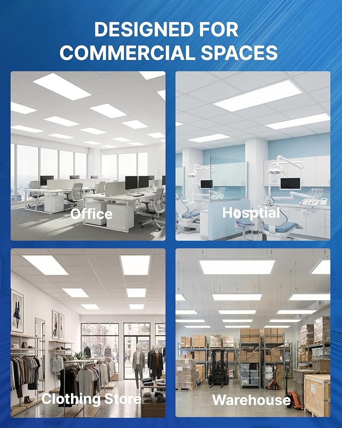 42 Pack 2x4 LED Flat Panel Light, Backlit T-Grid Drop Ceiling Light, 30/35/45W Selectable, 3300/3850/4950LM, 3500K/4000K/5000K 3CCT, 0-10V Dimmable, 120-277V, ETL DLC Listed, Damp Rated