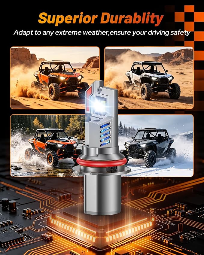 Fahren 8th-Gen 9007/HB5 Led Bulbs, 𝟵𝟬,𝟬𝟬𝟬𝗟𝗠 𝟭𝟰𝗫 Ultra Brightness HB5 9007 Fog bulb,IP68 with Cooling Fan Long Lifespan, Electronic Flashers 2 Pack