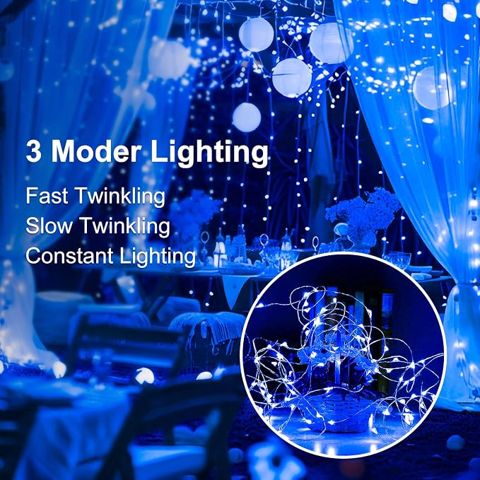24 Pack Fairy Lights Battery Operated, 7ft 20 LED 3 Modes Speed Twinkle Mini String Lights Waterproof Silver Wire Firefly Starry Lights for Mason Jars Wedding Party Christmas Decorations
