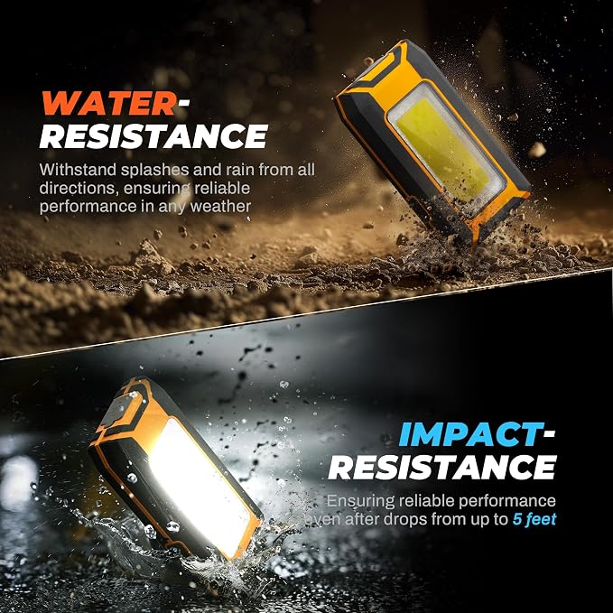 innofox 2-Pack LED Rechargeable Magnetic Work Light 1500 Lumens, Hanging Hook with 3 Modes, LED Work Light for Car Repair, Camping, and Hurricane Use