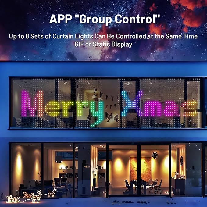 400 LED Smart Curtain Lights, Colorful Wall Backdrop Lights, Dynamic DIY Curtain Fairy Lights with APP & Remote Control for Bedroom Indoor Outdoor Christmas Halloween Party Decor (6.5 × 6.5 Ft )